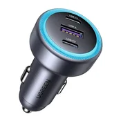 Ugreen Avtomobilski polnilnik UGREEN EC307, USB + 2X USB-C, 30 W (črn)