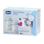 Chicco Set za hranjenje (steklenica 150ml, steklenica 250ml, cucla Physio Comfort 0m+), modra