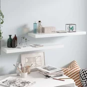 Plutajuce zidne police 2 kom sjajne bijele 80x23,5x3,8 cm MDF
