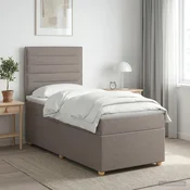 vidaXL Postelja boxspring z vzmetnico Taupe 80 x 200 cm Blago