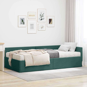 Vidaxl Kotni okvir postelje z matrico Drugo 2 pcs Zelena blago