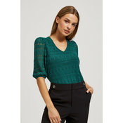 Lace blouse with puff sleeves