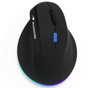 Bluestork bežicni miš - M-WL-ERGO-LUMI-TH (ergonomski, punjiv, 2,4 GHz + Bluetooth, 4800 DPI, 6 tipki, crna)