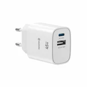 SWISSTEN Swissten Edge GaN 1x USB-C PD 45W,1x USB-A 18W polnilec, bel