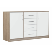 Komoda Omaha K114 Sonoma hrast, Bijela, Sa ladicama i vratima, 84x140x40cm