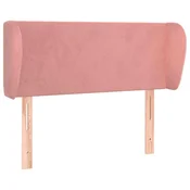 Vidaxl Vzglavje z ušesi roza 93x23x78/88 cm žamet