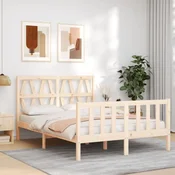 shumee vidaXL Posteljni okvir z vzglavjem 140x200 cm masiven les