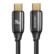 USAMS USAMS PLETENI KABEL USB-C 1,2 M 240 W PD 3.1 NA USB-C HITRO POLNJENJE ČRN, (21980346)