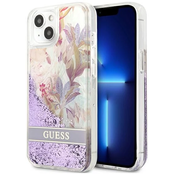 Guess GUHCP13SLFLSU iPhone 13 mini 5,4 purple hardcase Flower Liquid Glitter (GUHCP13SLFLSU)