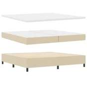 Vidaxl Postelja z vzmetnico z vzmetnico z LED krema 200 x 200 cm blago