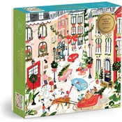 Galison - Puzzle Merriest Village, metalik - 1 000 kosov