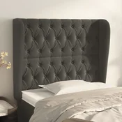 Vidaxl Vzglavje z ušesi temno sivo 103x23x118/128 cm žamet