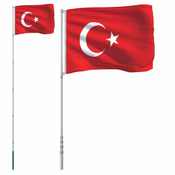 vidaXL Turska zastava i jarbol 5,55 m aluminijska