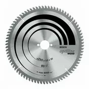 BOSCH List kružne testere Optiline Wood 250 x 30 x 3.2 mm. 80 (2608640645)