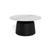 Klubska mizica SANTORINI premer 70 cm bela/črna/keramika