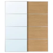 AULI/MEHAMN Par drsnih vrat, aluminij ogledalo/dvostransko imitacija hrasta, 200x236 cm