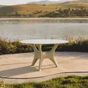Casa Padrino Luxury Garden Dining Table with Glass Top Matte Green A� 140 cm - Garden Furniture