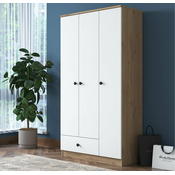 Garderobna omara Kailua 661 (Bela + Oreh) Oreh, Bela, 170x90x43cm, Vrata omare: S tečaji