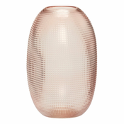 Ružicasta staklena vaza Hübsch Glam, visina 20 cm