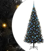Vidaxl Božično drevo med 300 LED z stojalom Črna 180 cm PVC