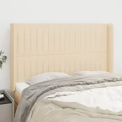Vidaxl Vzglavje z ušesi krem 147x16x118/128 cm blago