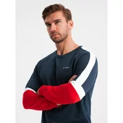 Ombre Tri-color mens sweatshirt with raglan sleeves - navy blue