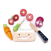 Drvena daska s povrcem Mini Chef Chopping Board Tender Leaf Toys s nožem za rezanje