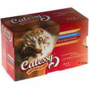 CATESSY MAČJA HRANA KOŠČKI MESA V OMAKI V MEŠANEM PAKIRANJU - 12 X 100 G