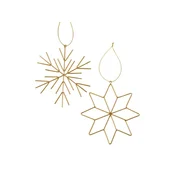 Set 2 božičnih okraskov GOLDEN SNOW kovinski 11,5 cm, zlati