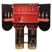 Casa Padrino luxury designer bar cabinet black/rose gold/red 170 x 44 x H. 98 cm - Wine cabinet with 2 doors - Living Room Furniture - Bar Furniture - Hotel Furniture - Luxury Collection
