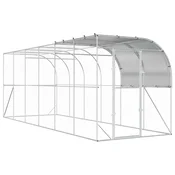 vidaXL Kokošnjak ob steni Srebrna 600 x 200 x 215 cm Pocinkano jeklo