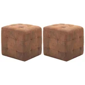 Vidaxl Tabure 2 kosa 30x30x30 cm umetno usnje semiš