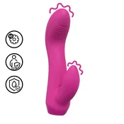 Loveline - ukrivljen mini vibrator z zajčkom (roza)
