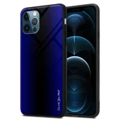 Cadorabo CADORABO Ohišje, združljiv z Apple - Stripe Optics v kobaltu vijolični - zaščitni pokrov iz silikona TPU in hrbta iz kaljenega stekla, (20574467)