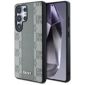slomart Etui DKNY usnjeno s karirastim vzorcem MagSafe za Samsung Galaxy S25 Ultra - sivo