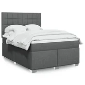 vidaXL Box spring posteljni z vzmetnico temno siv 140x190 cm blago