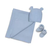 InterBaby Set prekrivac, kapica i papucice Plavo