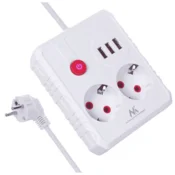 Maclean Splitter produžni MCE388W sa 3 uticnice + 3xUSB, 3m, bijeli