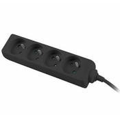 PremiumCord Podaljševalni kabel 230V 2m 4 vtičnice, črn