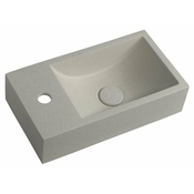 Betonski umivalnik CREST L, vključuje odtok, 40 x 22 cm, beli peščenjak - Bež - Beton - Majhni umivalnik - Obešen na steno – vijaki - Ne