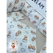 Bubamara037 Set za krevetac sa ogradicom od jastuka, Beli