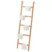 SATSUMAS Stalak za cvece s 5 saksija, bambus/bela, 125 cm