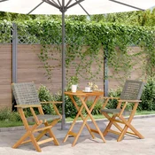 Vidaxl vidaXL 3-delni bistro set, siv PE ratan in les