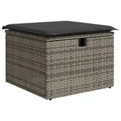 Vidaxl Vrtni stolček z blazino siv 55x55x37 cm poli ratan
