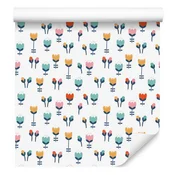 Tapeta s tulipani v skandinavskem slogu za dnevno sobo in spalnico 50x1000 cm