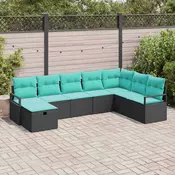 vidaXL vidaXL Kavčna garnitura z blazino 8 pcs Črna poli ratan, (5000153346)
