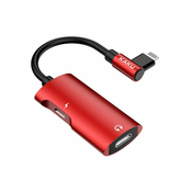 Kaku KSC-377 4in1 adapter lightning/3.5mm mini jack, rdeča