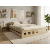 Ljubki dom Postelja Naomi povišana 160 x 200 cm bor Posteljno dno: Brez posteljnega dna, Vzmetnica: Vzmetnica Somnia 17 cm