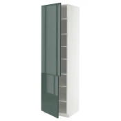 METOD Visoki element s policama/2 vrata, bela/Kallarp tamna sivozelena visokog sjaja, 60x60x220 cm