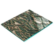 shumee Trpežna in elegantna steklena tabla z vzorcem trave, zlato zelena, 60x52 cm